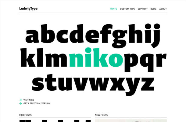 LudwigType | High quality fonts and custom type designウェブサイトの画面キャプチャ画像