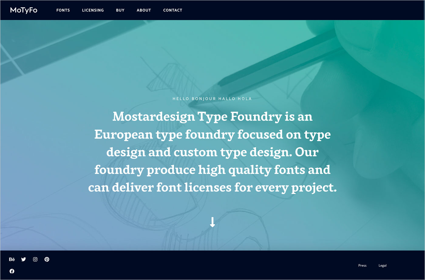 Mostardesign Type Foundry – Hello ! We Create Fontsウェブサイトの画面キャプチャ画像