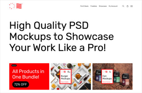 PSD Mockups & Graphic Design Freebies — Mr.Mockupウェブサイトの画面キャプチャ画像