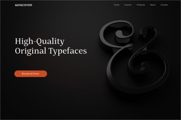 NDISCOVER – High Quality Fonts for Professionals and Enthusiastsウェブサイトの画面キャプチャ画像