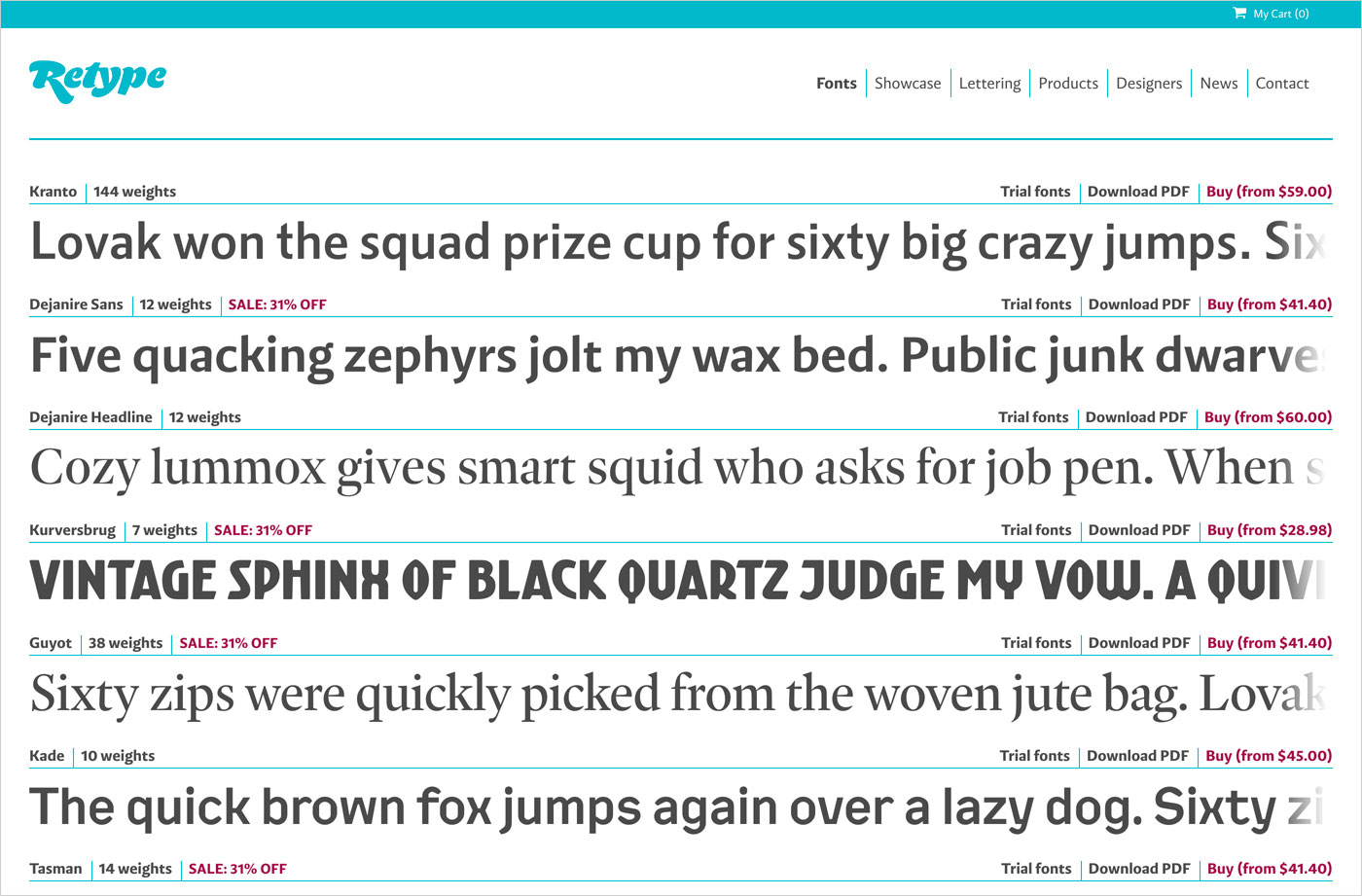 ReType Foundry | High quality fonts for print and webウェブサイトの画面キャプチャ画像