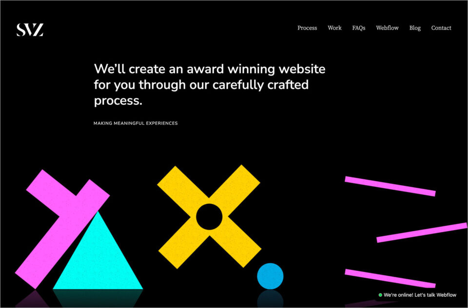 Webflow Developer | SVZ Designウェブサイトの画面キャプチャ画像