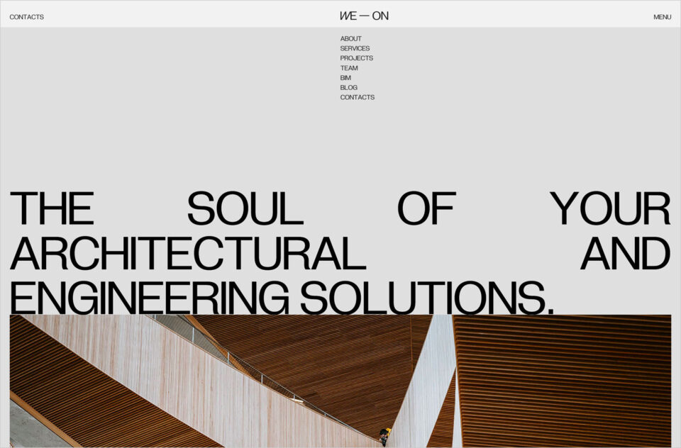 WE-ON — HE SOUL OF YOUR ARCHITECTURAL AND ENGINEERING SOLUTIONSウェブサイトの画面キャプチャ画像