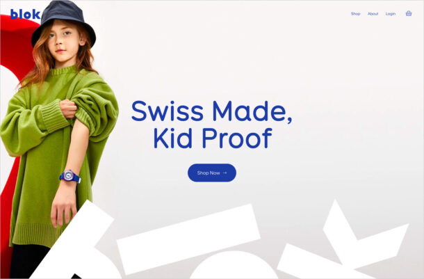 Blok Watches : Swiss-Made, Kid-Proofウェブサイトの画面キャプチャ画像