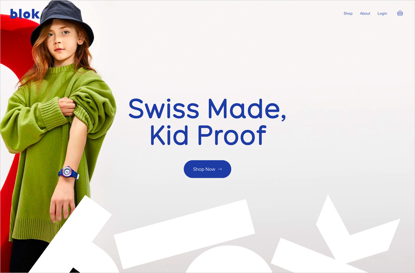 Blok Watches : Swiss-Made, Kid-Proofウェブサイトの画面キャプチャ画像