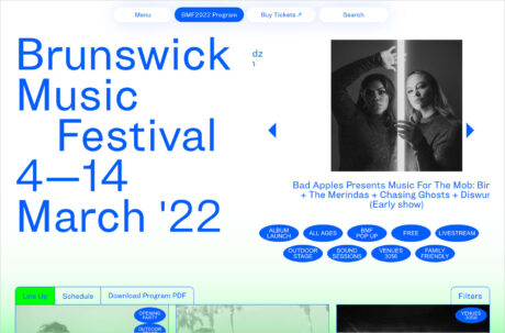 Brunswick Music Festivalウェブサイトの画面キャプチャ画像