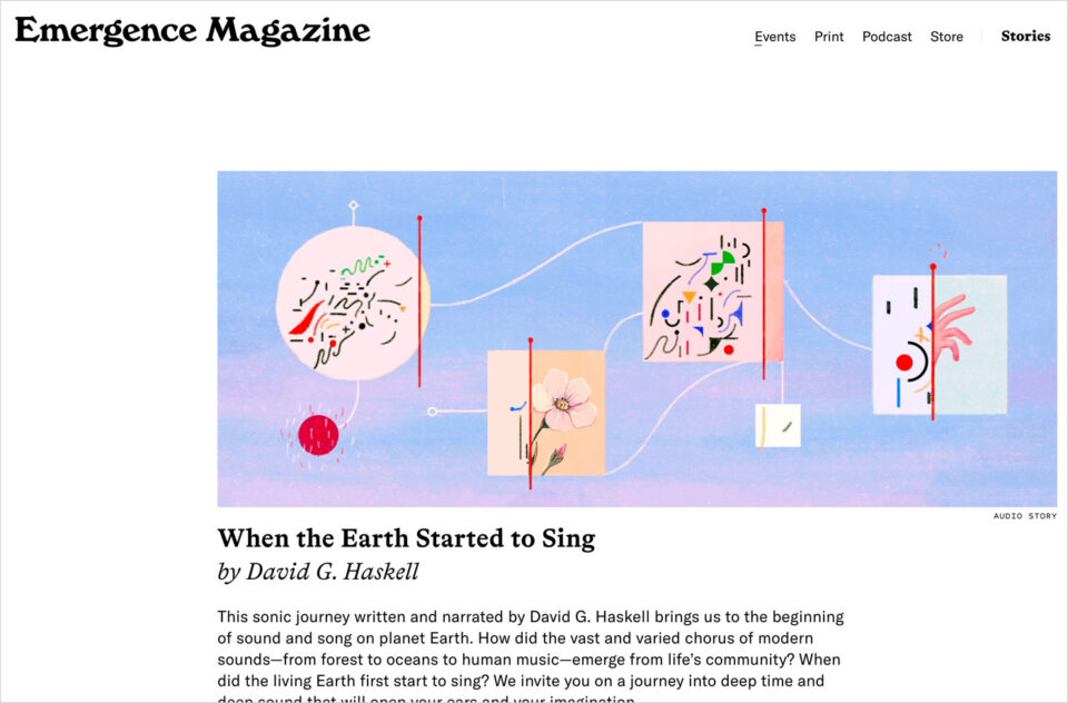 Connecting the threads between ecology, culture, and spirituality – Emergence Magazineウェブサイトの画面キャプチャ画像
