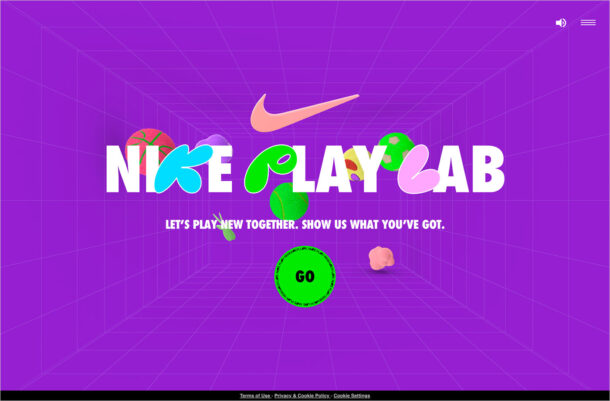 Nike PLAYlab. Nike.ウェブサイトの画面キャプチャ画像