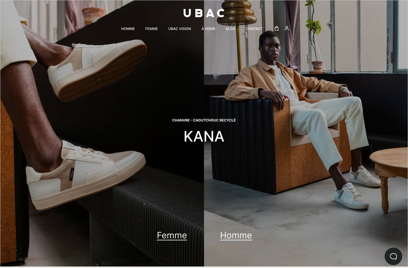 Ubac – La basket responsable en laine recycléeウェブサイトの画面キャプチャ画像