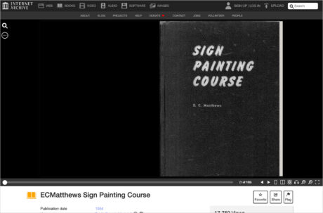 E. C. Matthews Sign Painting Course 1954ウェブサイトの画面キャプチャ画像
