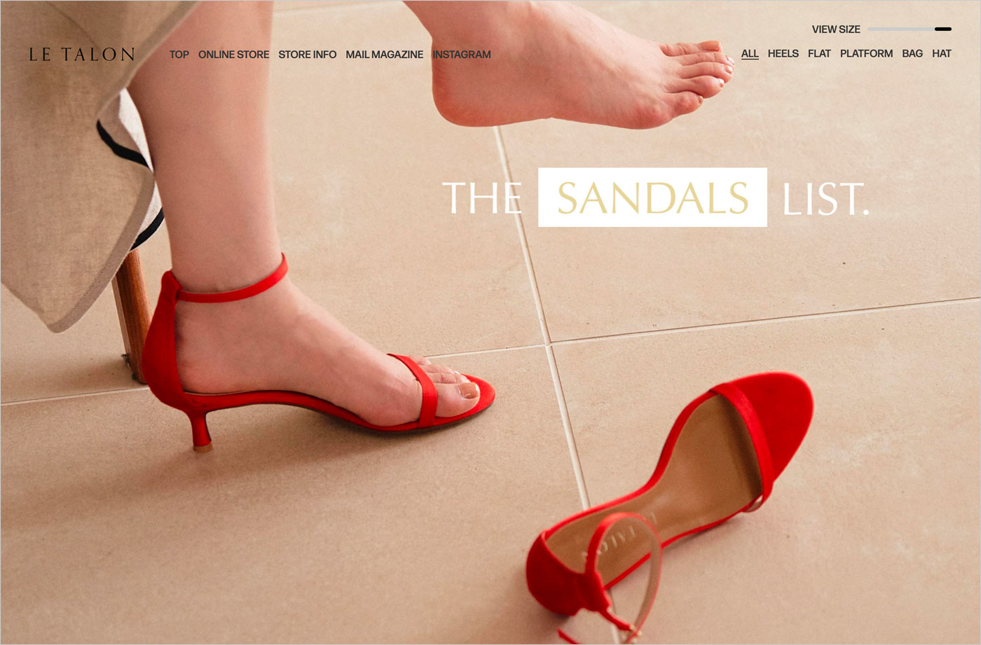 THE SANDALS LIST.｜LE TALONウェブサイトの画面キャプチャ画像
