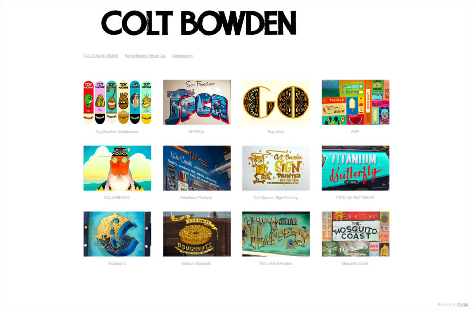 COLT BOWDENウェブサイトの画面キャプチャ画像