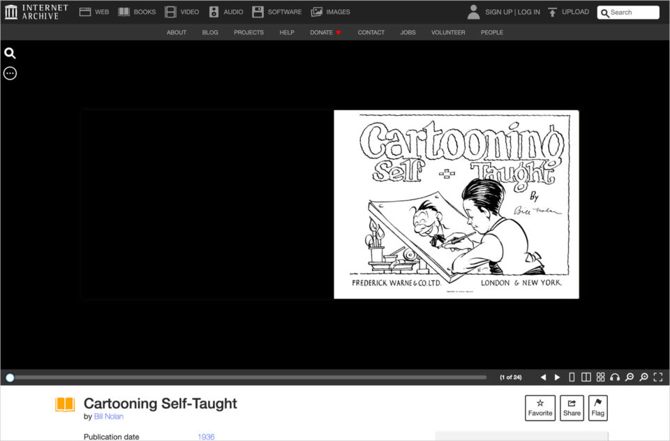 Cartooning Self-Taught by Bill Nolanウェブサイトの画面キャプチャ画像