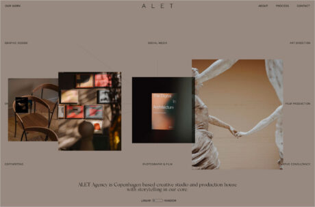 ALET | Agency is Copenhagen based creative studio and production houseウェブサイトの画面キャプチャ画像