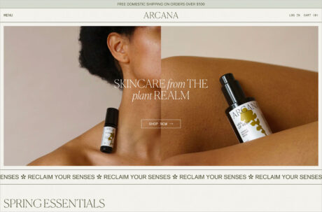 Arcana – arcana-earthウェブサイトの画面キャプチャ画像