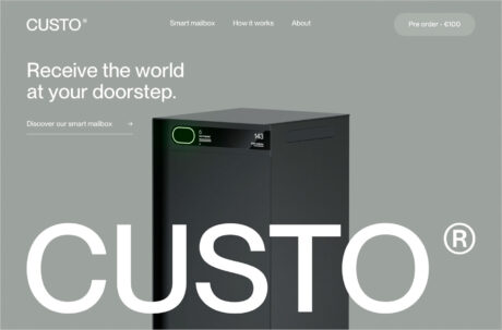 Custo: Bringing the world to your doorstep.ウェブサイトの画面キャプチャ画像