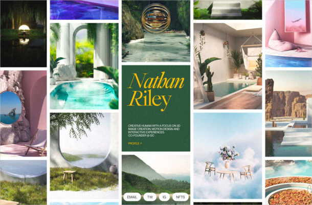 Nathan Riley — Portfolio ’22ウェブサイトの画面キャプチャ画像