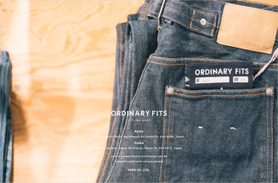 ORDINARY FITS SHOP – YARD CO.,LTD.ウェブサイトの画面キャプチャ画像