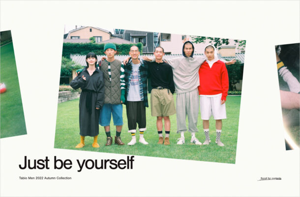 2022 AUTUMN COLLECTION | Tabio MENウェブサイトの画面キャプチャ画像