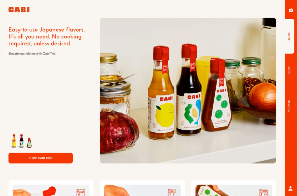 Cabi | Japanese flavors delivered straight to your home – cabifoodsウェブサイトの画面キャプチャ画像