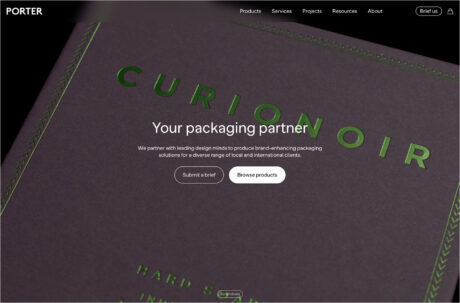 Porter Packagingウェブサイトの画面キャプチャ画像