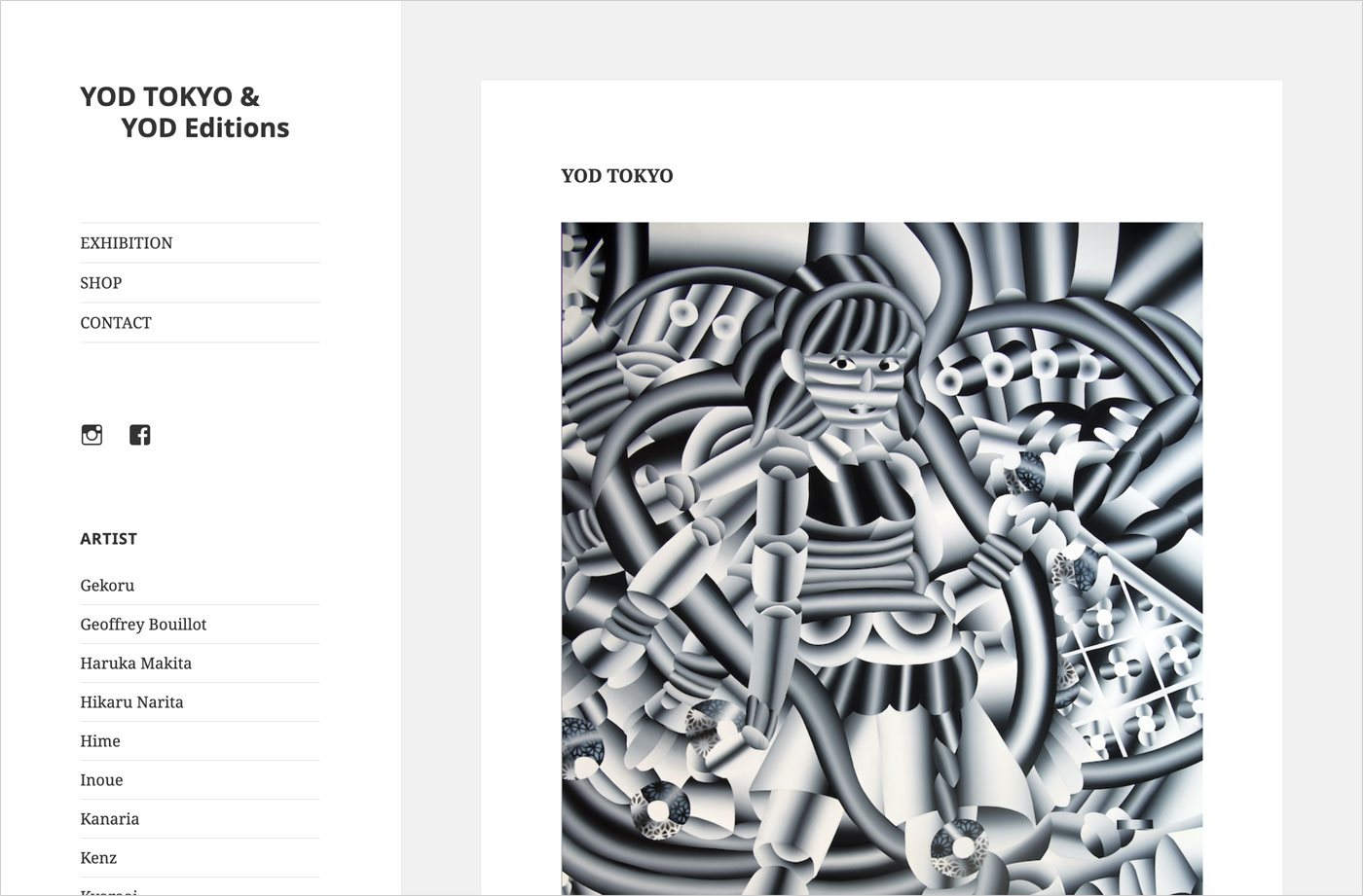 YOD TOKYO & YOD Editionsウェブサイトの画面キャプチャ画像