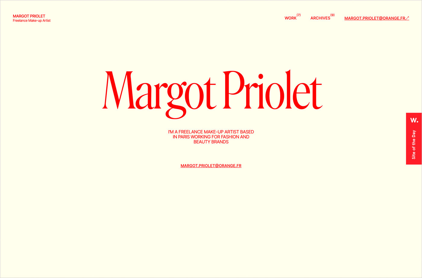 Margot Priolet – Fashion & Beauty Makeup Artistウェブサイトの画面キャプチャ画像