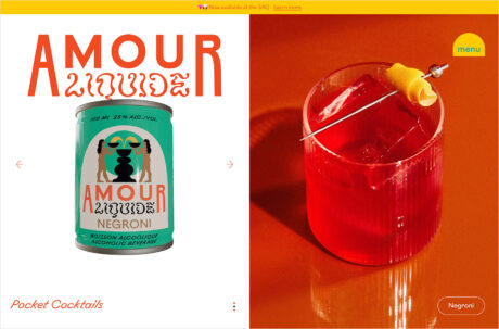 Amour Liquide – Pocket Cocktailsウェブサイトの画面キャプチャ画像