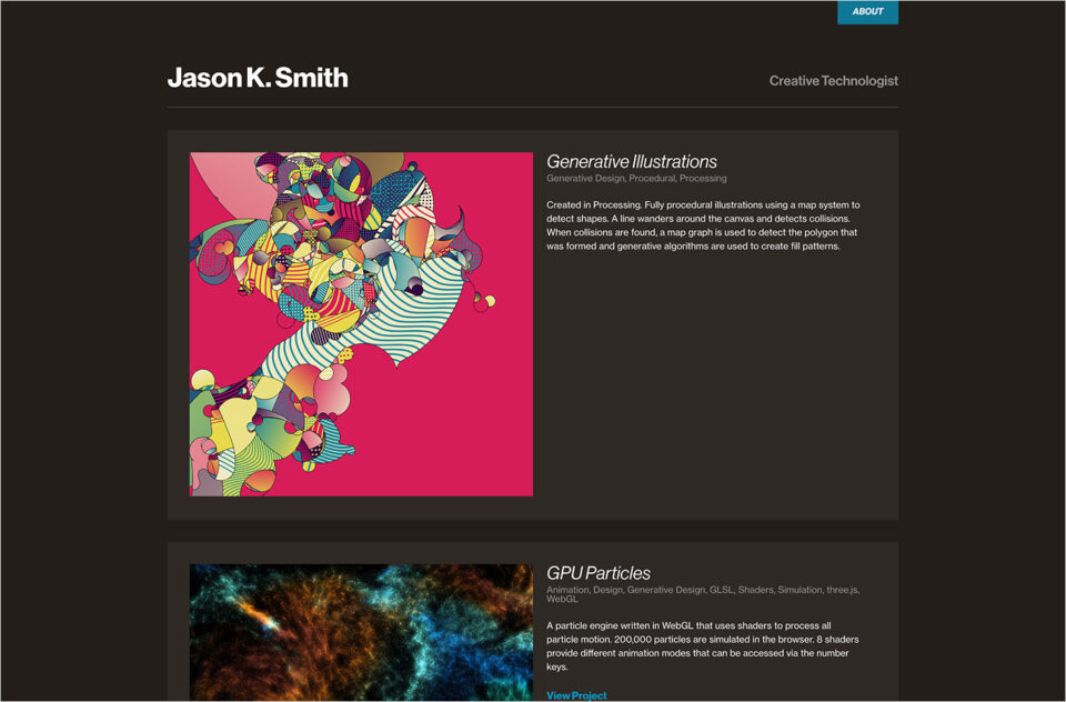 Jason K. Smithウェブサイトの画面キャプチャ画像
