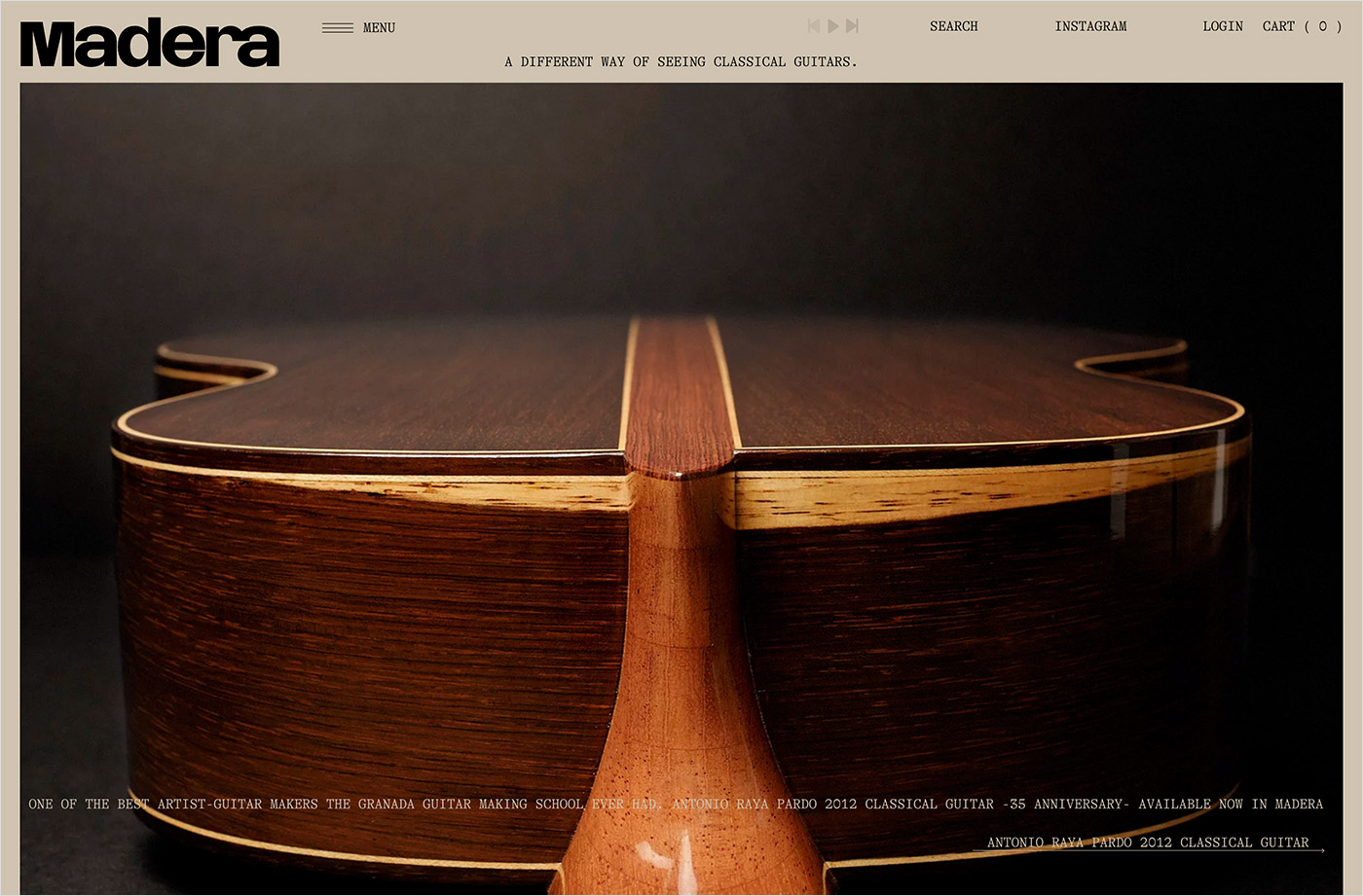Madera Guitarrasウェブサイトの画面キャプチャ画像