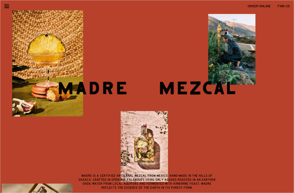 Madre Mezcalウェブサイトの画面キャプチャ画像
