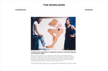 The Estate of Tom Wesselmannウェブサイトの画面キャプチャ画像