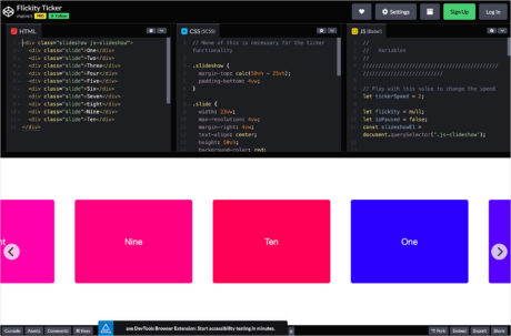 Flickity Tickerウェブサイトの画面キャプチャ画像