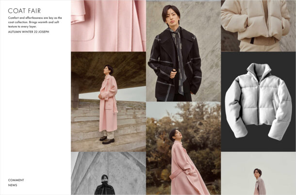 JOSEPH WOMEN 22AW COAT FAIRウェブサイトの画面キャプチャ画像