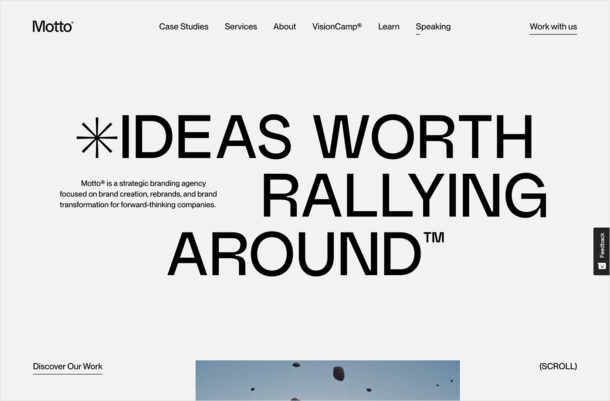 Motto® | Global Branding Agency | Ideas Worth Rallying Around™ウェブサイトの画面キャプチャ画像