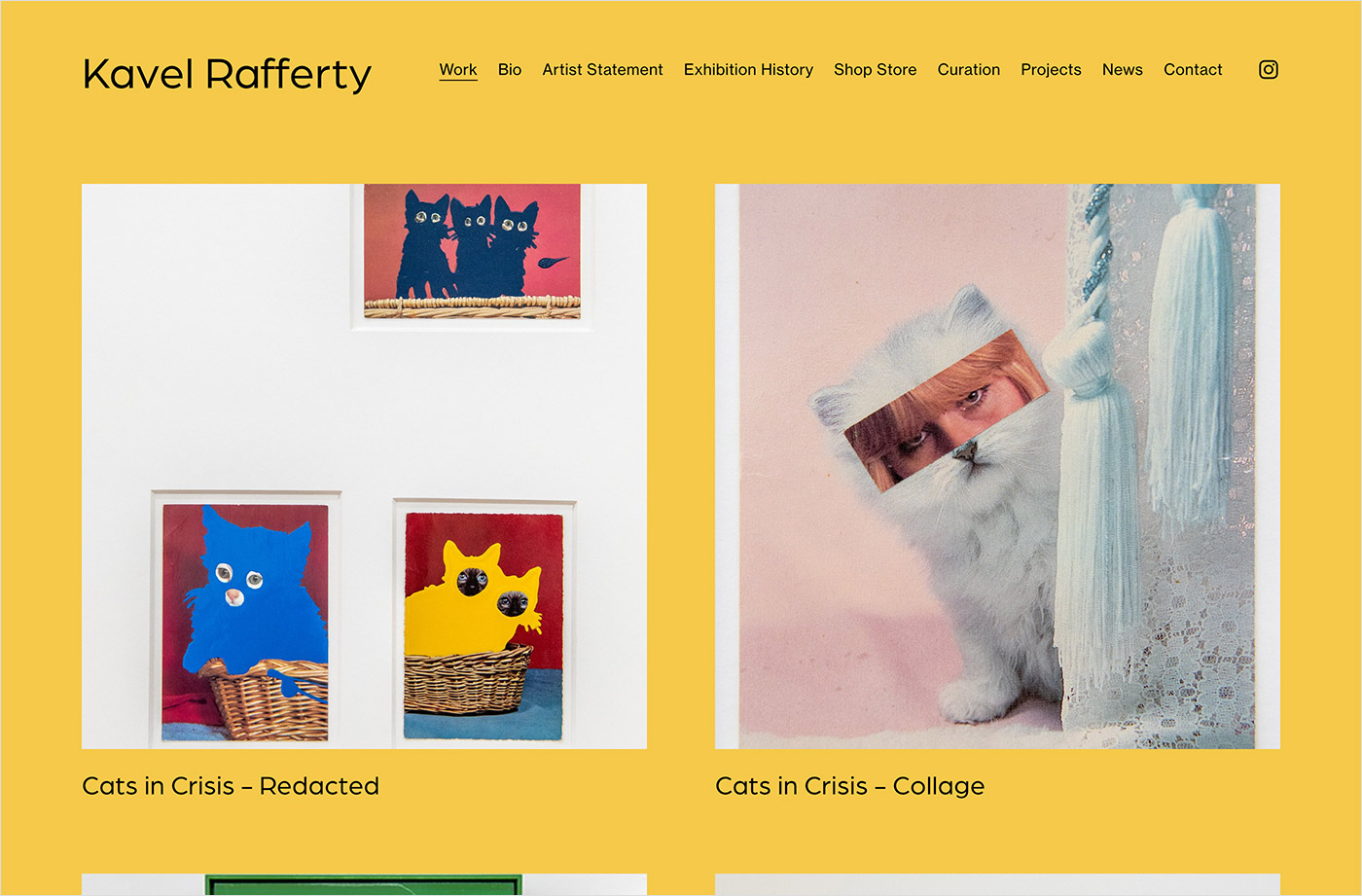 Kavel Rafferty Artistウェブサイトの画面キャプチャ画像