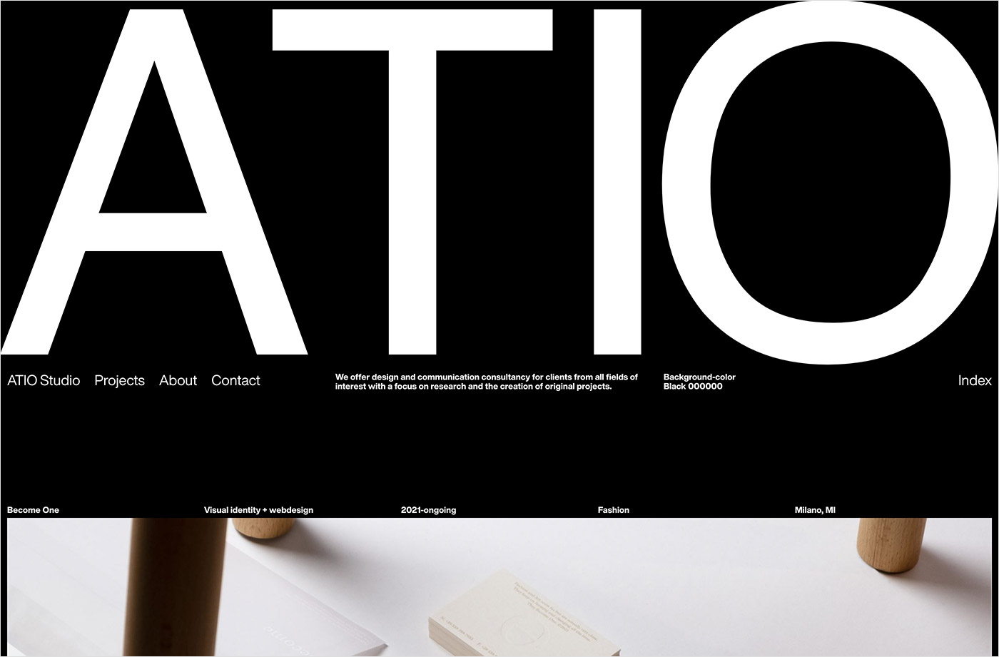 ATIO Studioウェブサイトの画面キャプチャ画像
