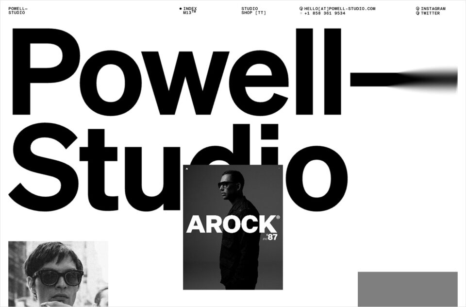 Powell—Studio – Multidisciplinary Design Studioウェブサイトの画面キャプチャ画像
