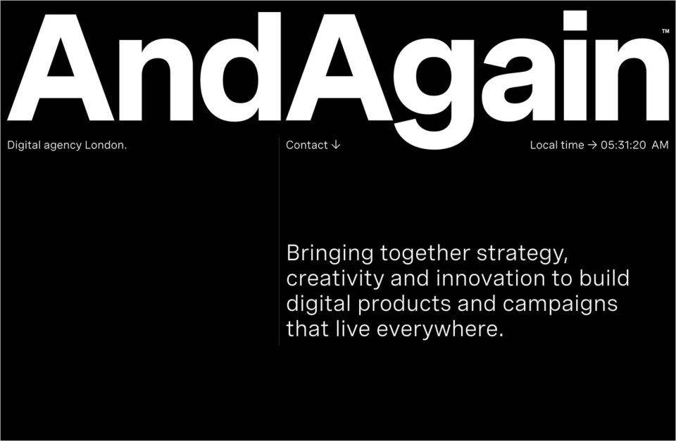 AndAgain | Creative technology network – digital agency Londonウェブサイトの画面キャプチャ画像