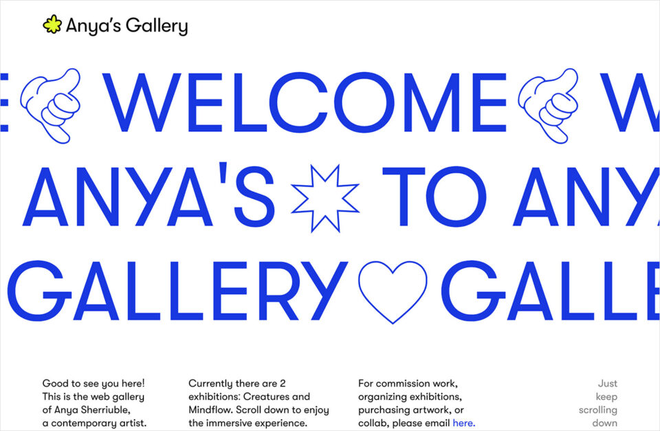 Anya’s Gallery | Portfolio of Anya Sherriuble, the contemporary artist in Chicagoウェブサイトの画面キャプチャ画像