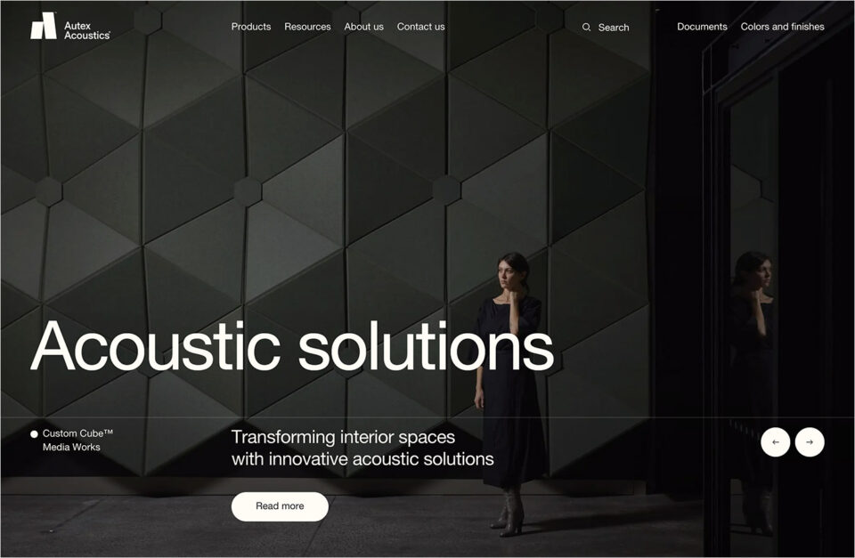 Acoustic Panels and Solutions for USA | Autex Acousticsウェブサイトの画面キャプチャ画像