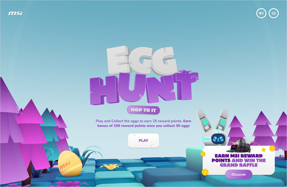 MSI – The Egg Huntウェブサイトの画面キャプチャ画像