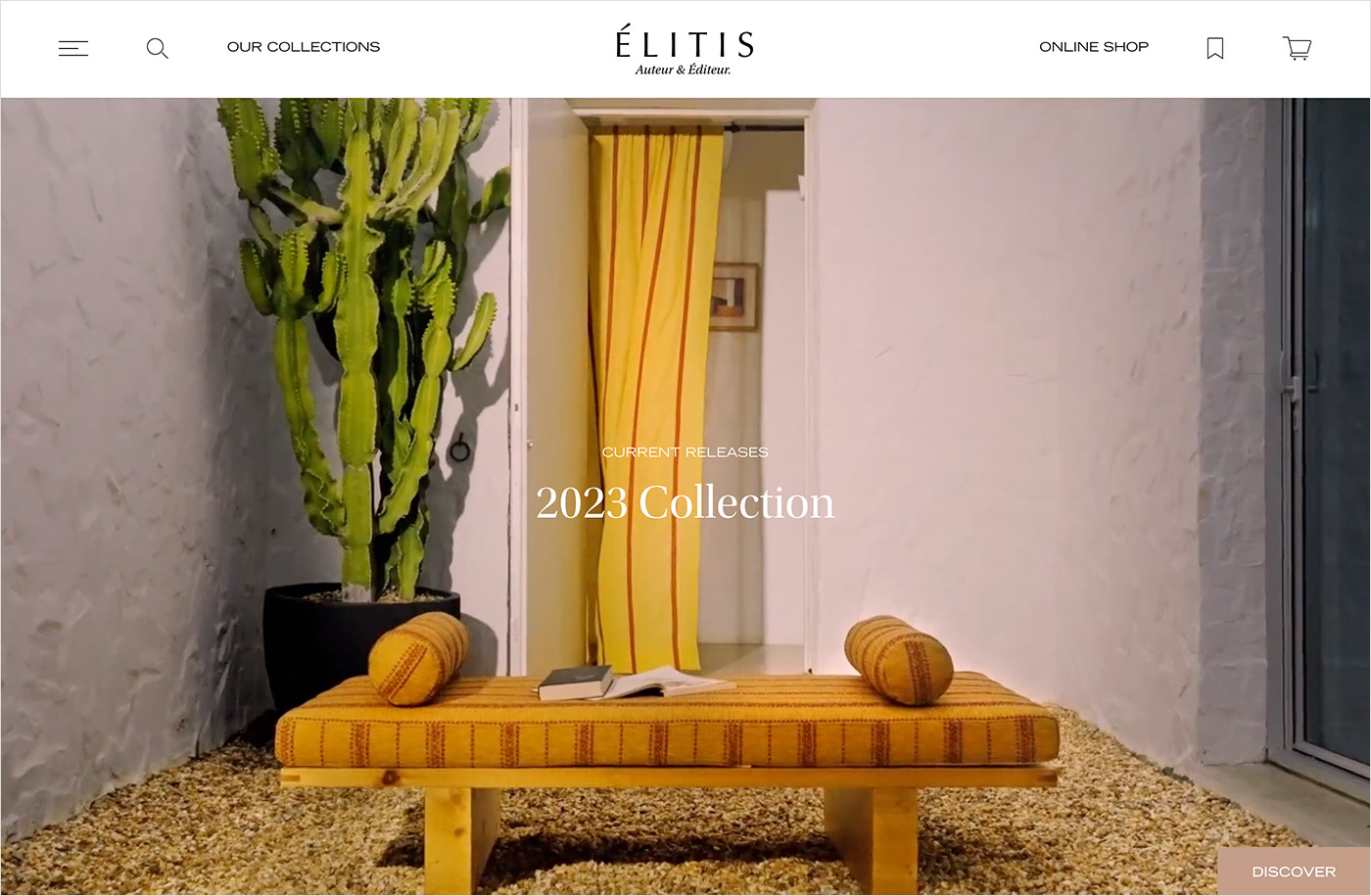 Élitis | Editor of High-end Fabrics and Wallpapersウェブサイトの画面キャプチャ画像
