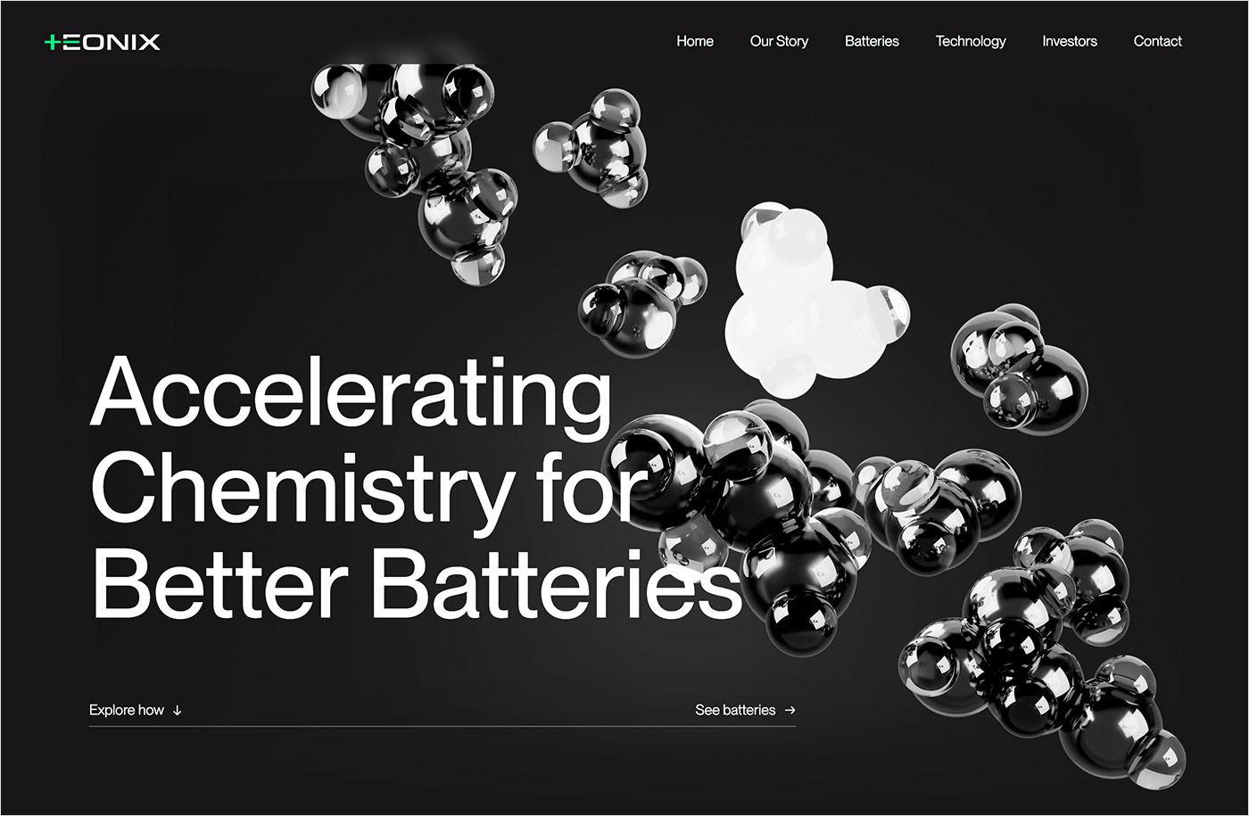 Eonix | Accelerating Chemistry for Better Batteriesウェブサイトの画面キャプチャ画像
