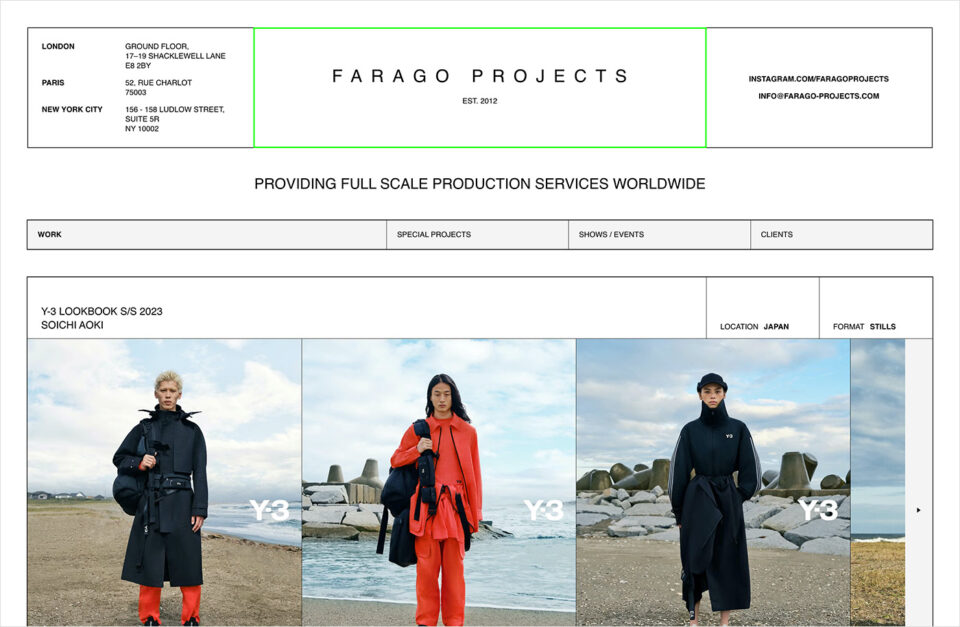 Farago Projectsウェブサイトの画面キャプチャ画像