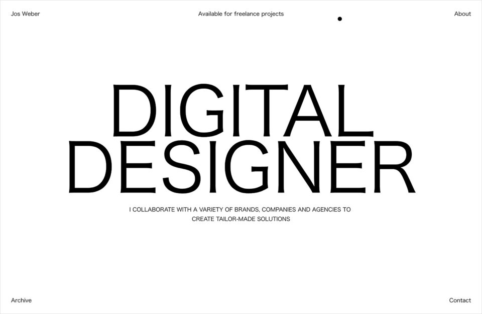 Jos Weber – Digital Designerウェブサイトの画面キャプチャ画像