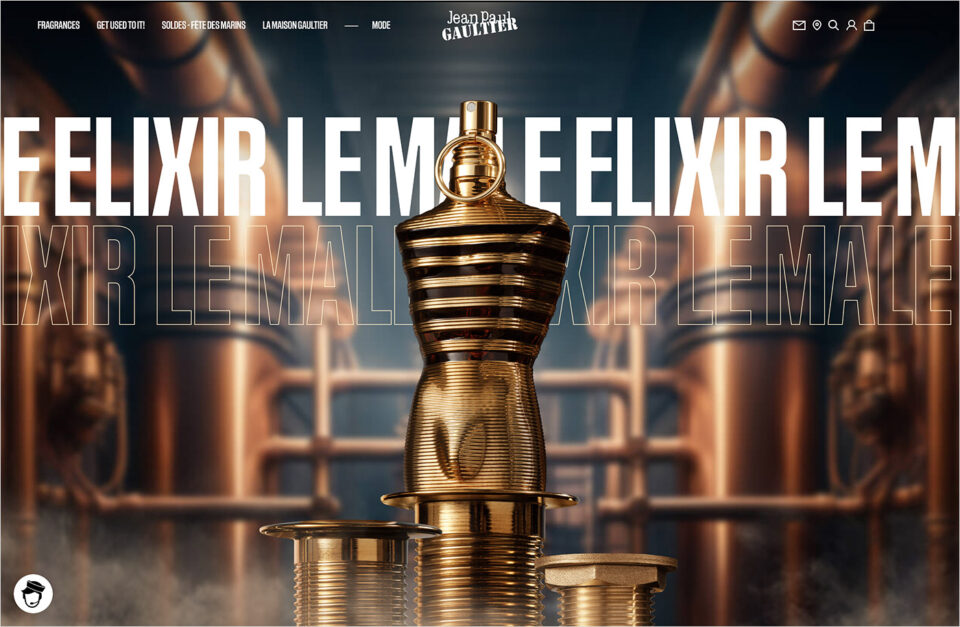 Le Male Elixir Parfum | Jean Paul Gaultierウェブサイトの画面キャプチャ画像