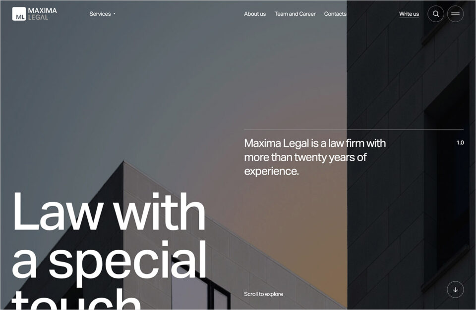 MAXIMA LEGAL — Law firmウェブサイトの画面キャプチャ画像