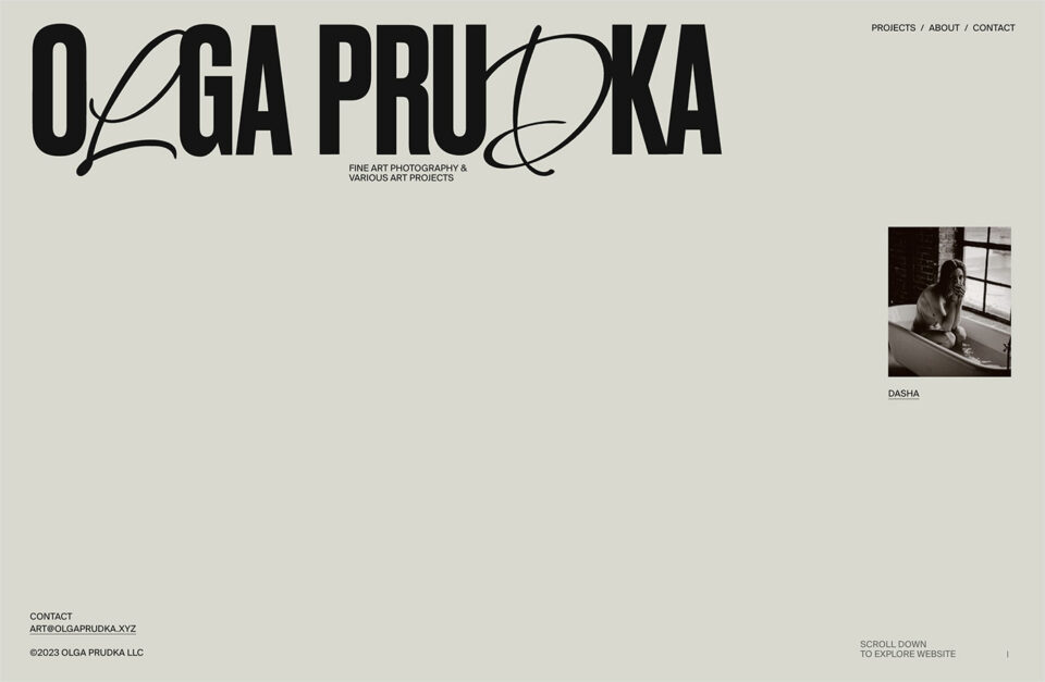 Olga Prudkaウェブサイトの画面キャプチャ画像