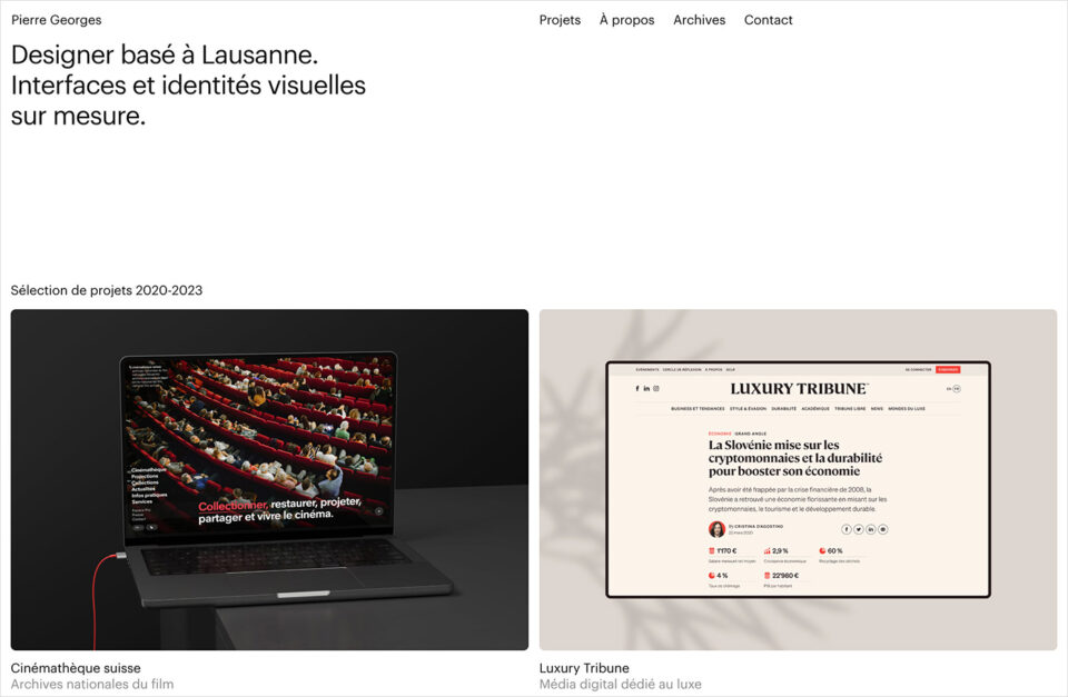Pierre Georges – UX/UI Designer indépendantウェブサイトの画面キャプチャ画像